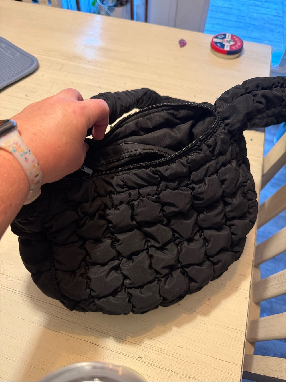 Target Black Ruched Quilted Shoulder Bag